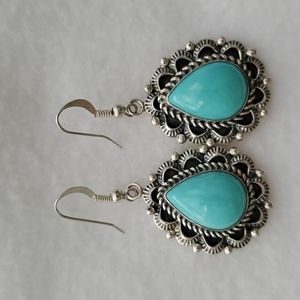 Rita Dawes Navajo Sterling Earrings Turquoise
